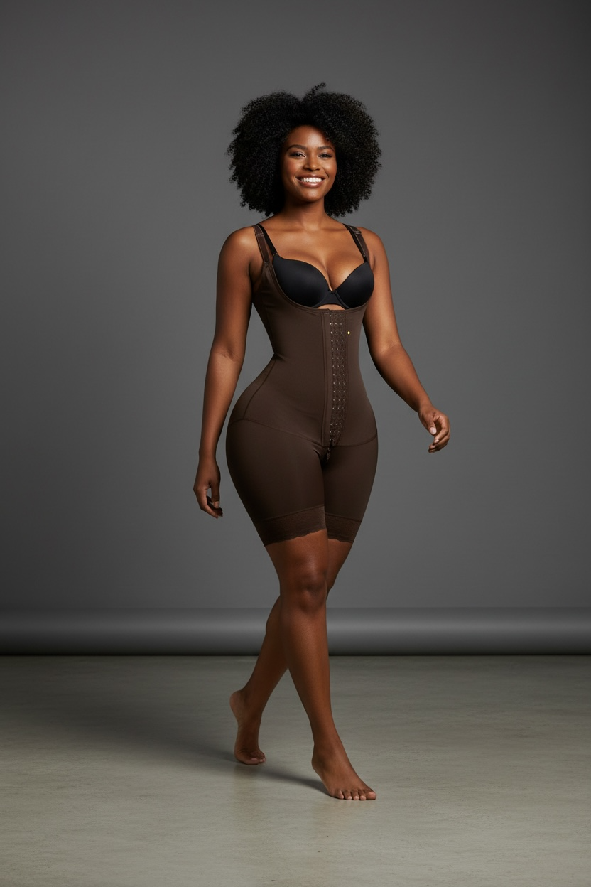 FB724-2zp Faja Short Style High Compression Garment with Thin Adjustable Straps and Triple Hook Closure - Bonita Shape
