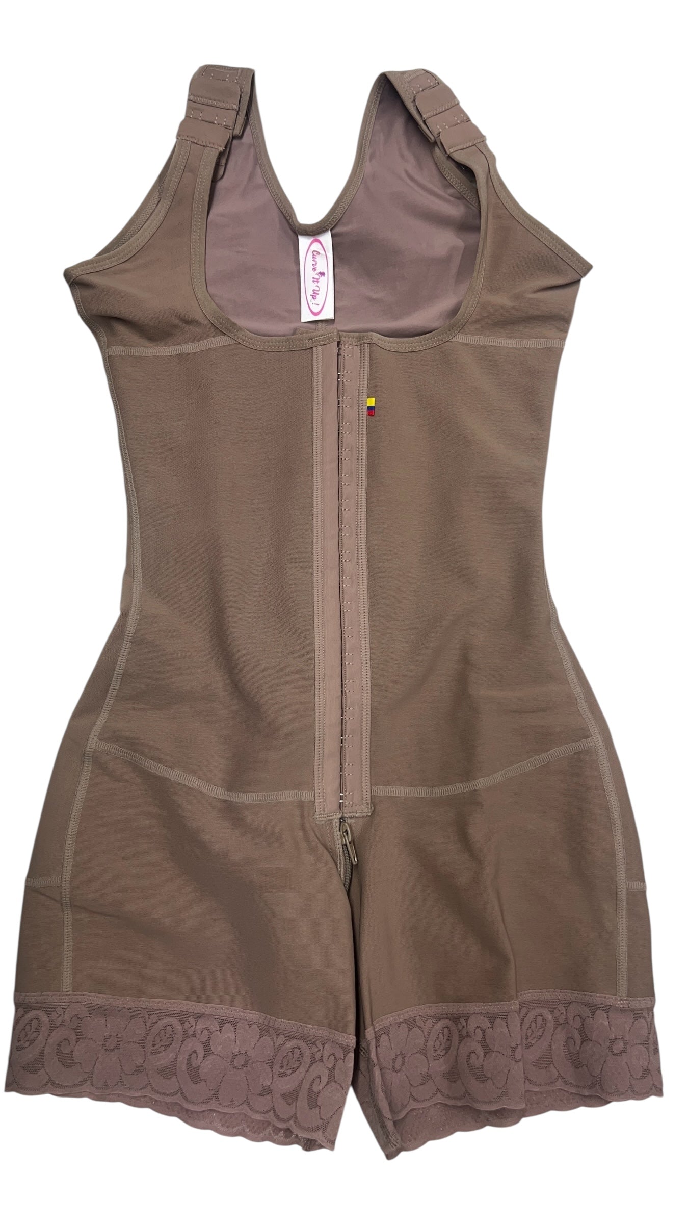 FB724-1zp Short Style High Compression Garment with Thick Straps and Triple Hook Closure - Bonita Shape