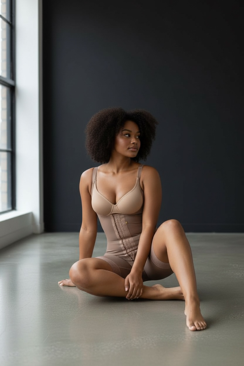 FB724-2zp Faja Short Style High Compression Garment with Thin Adjustable Straps and Triple Hook Closure - Bonita Shape