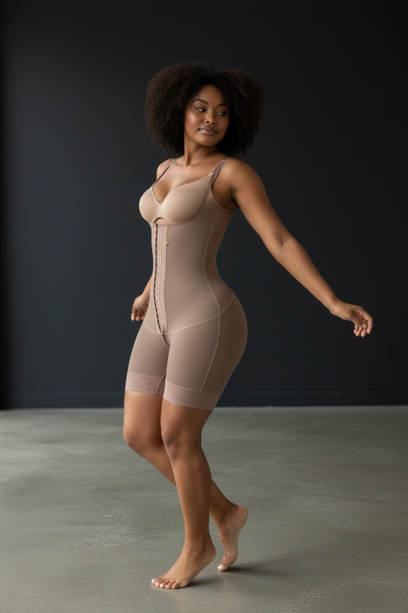 FB724-2zp Faja Short Style High Compression Garment with Thin Adjustable Straps and Triple Hook Closure - Bonita Shape
