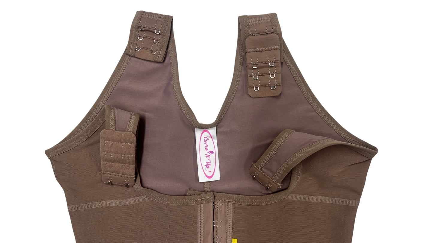 FB724-1zp Short Style High Compression Garment with Thick Straps and Triple Hook Closure - Bonita Shape