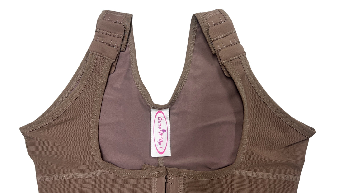 FB724-1zp Short Style High Compression Garment with Thick Straps and Triple Hook Closure - Bonita Shape