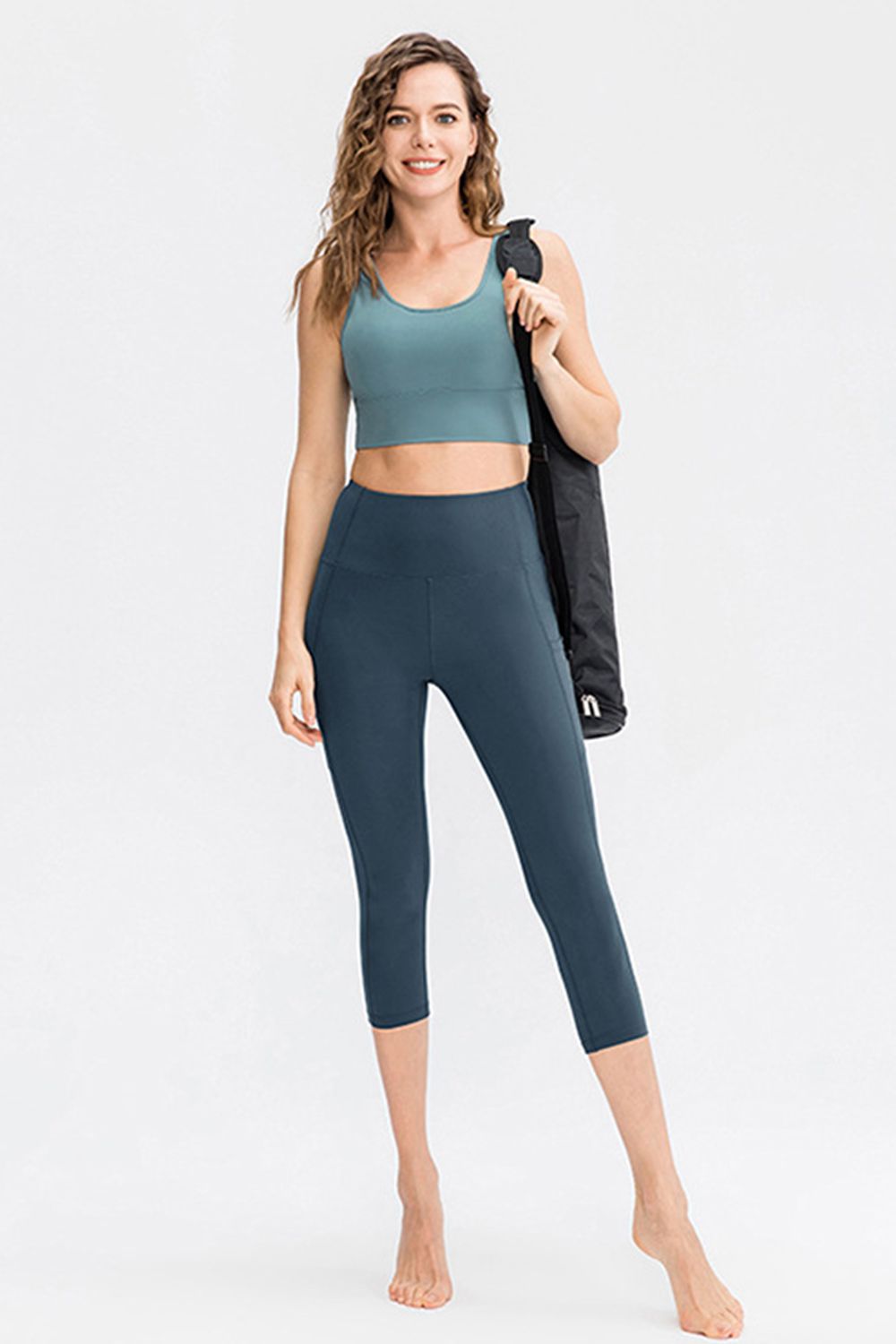 Wide Waistband Cropped Active Leggings with Pockets Trendsi