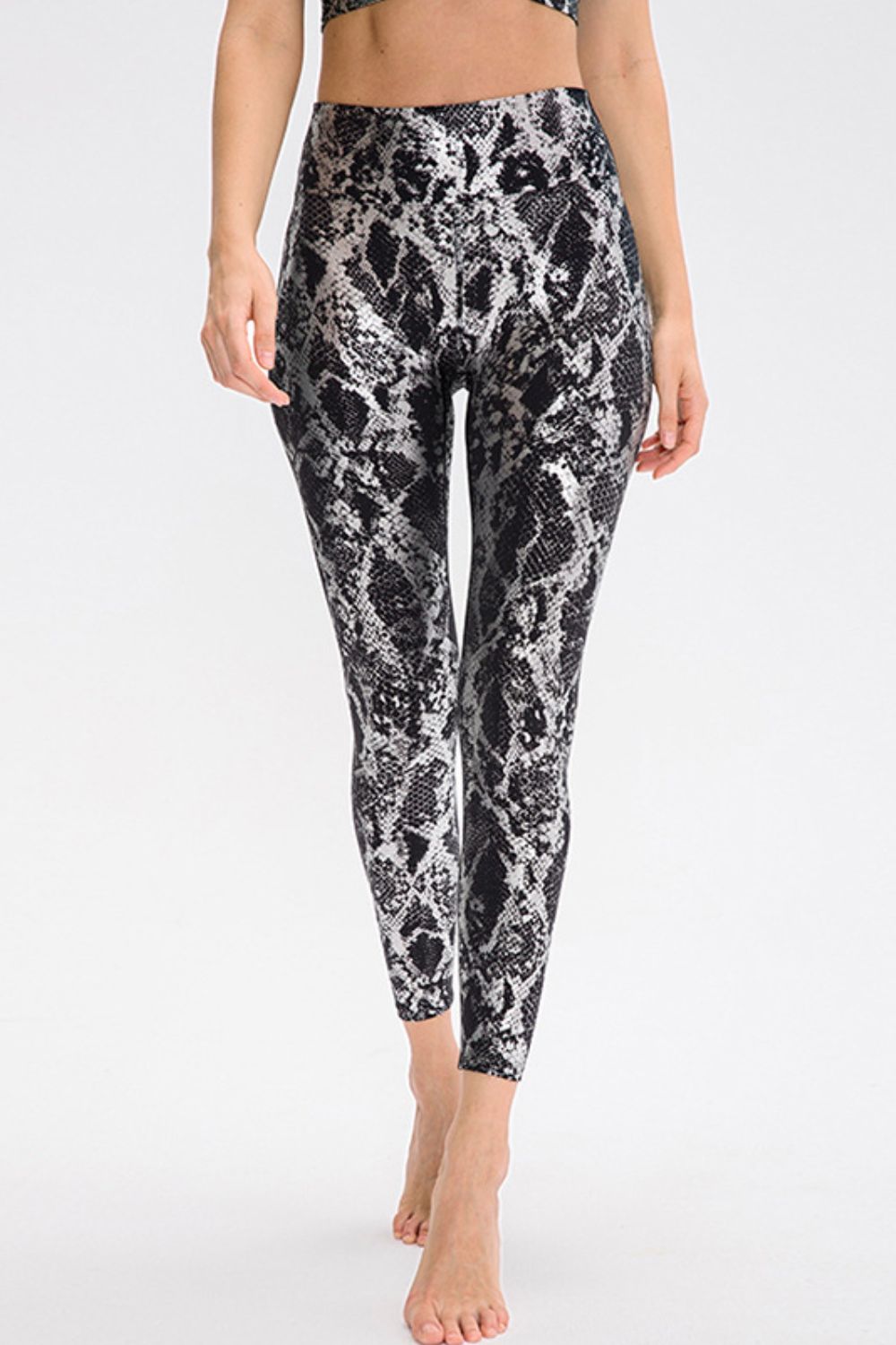 Animal Print Slim Fit Wide Waistband Long Sports Pants - Bonita Shape
