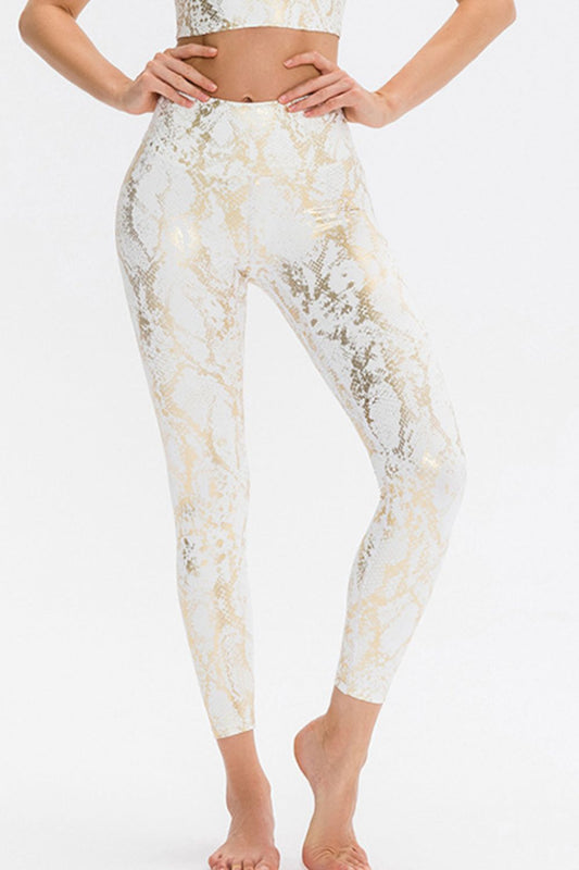 Animal Print Slim Fit Wide Waistband Long Sports Pants - Bonita Shape