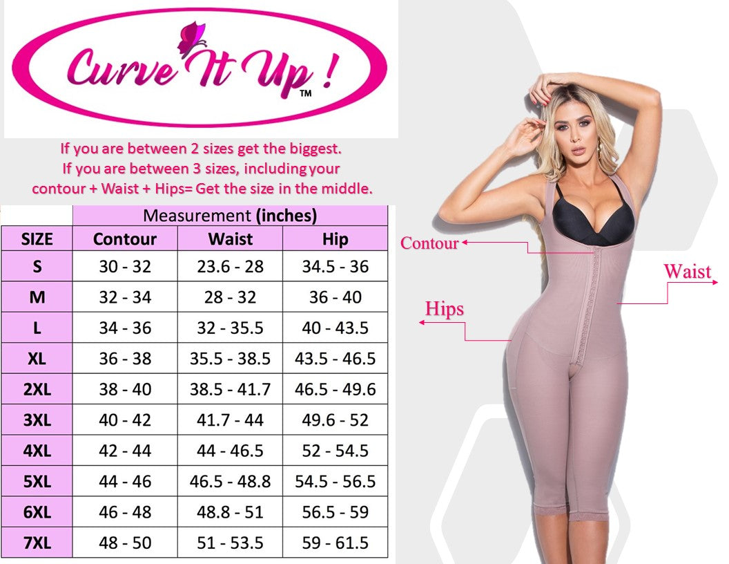 FB723 SHORT STYLE FULL BODY FAJA ARMS & BRA FRONTAL ZIPPER - Bonita Shape