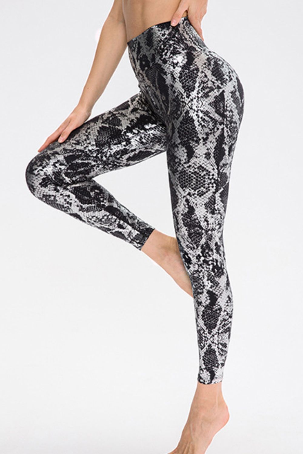 Animal Print Slim Fit Wide Waistband Long Sports Pants - Bonita Shape