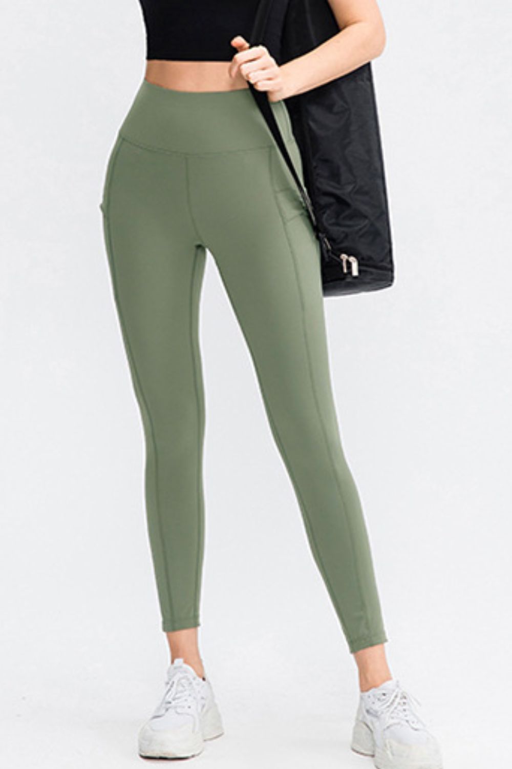 Wide Waistband Slim Fit Long Sports Pants with Pocket Trendsi