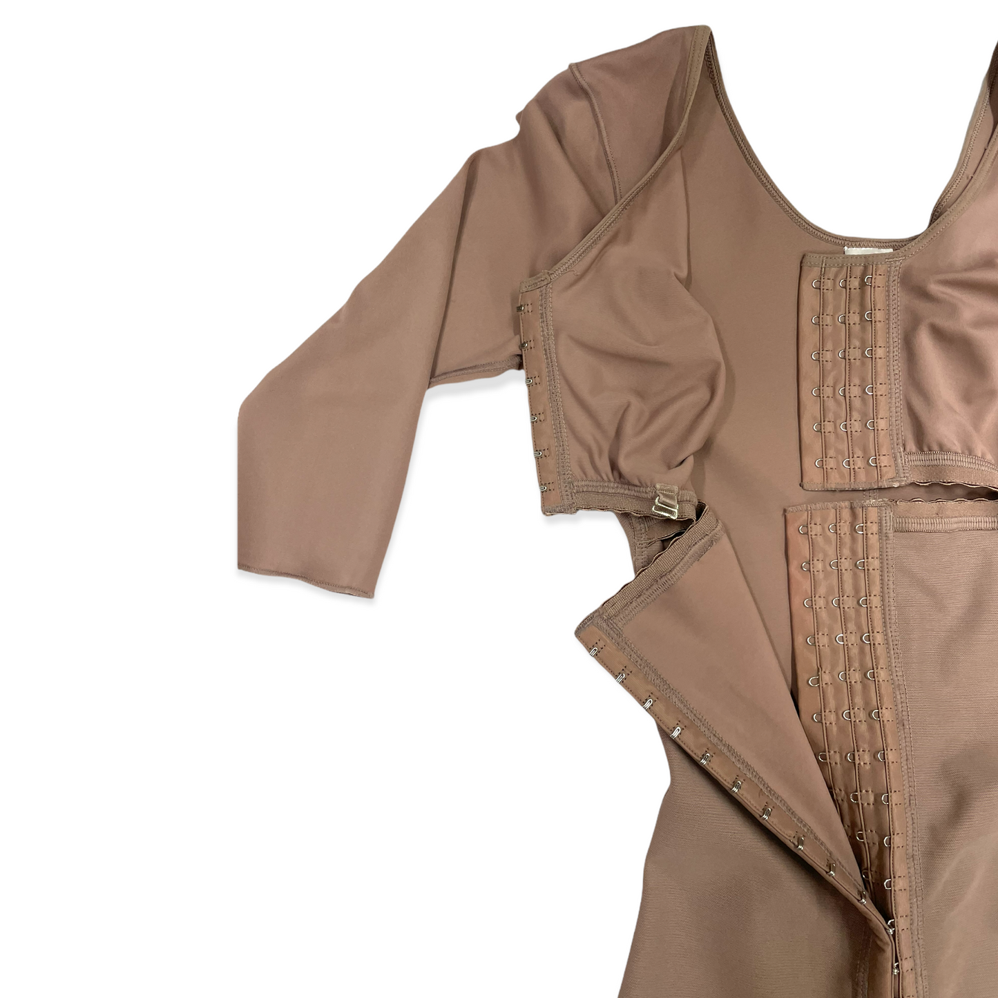 FB717 Full Body Shaping Garment with 3 Hooks, Built-in Bra & Sleeves