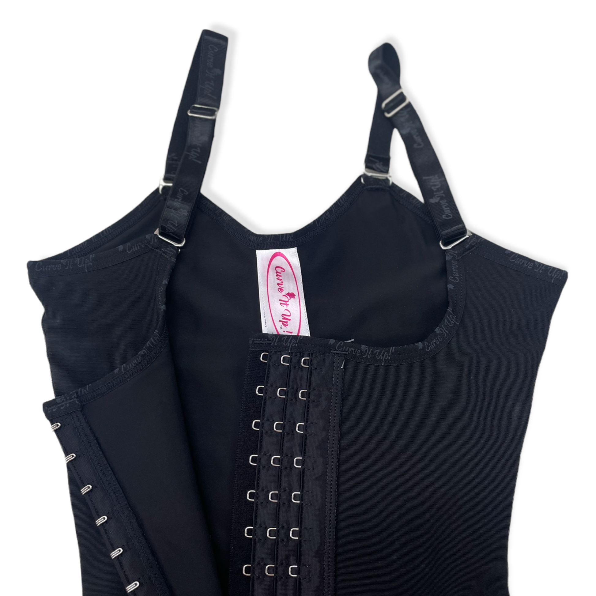 FB724-2zp Faja Short Style High Compression Garment with Thin Adjustable Straps and Triple Hook Closure - Bonita Shape