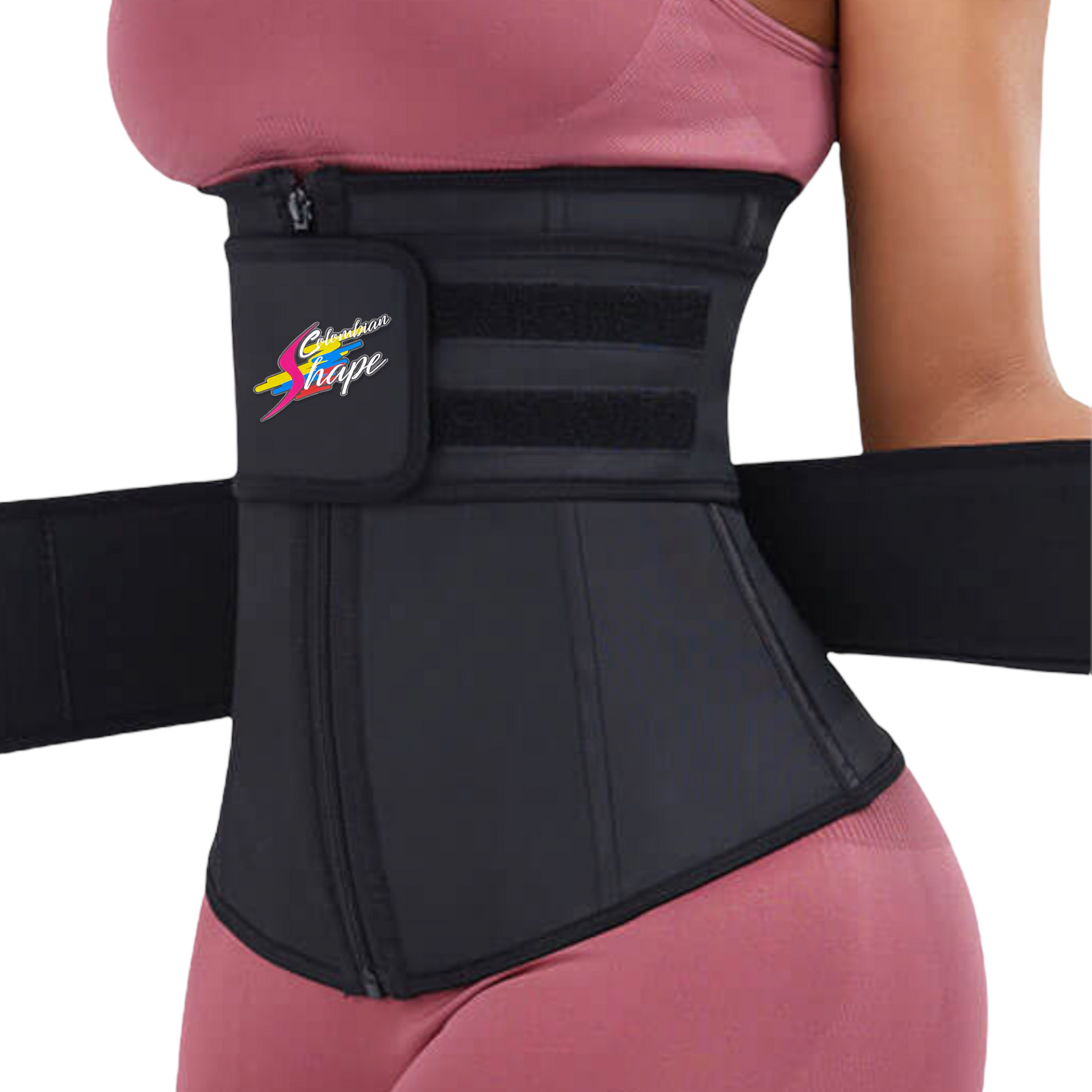 Double belt With Hooks Latex fitness waist trainer - Bonita Shape
