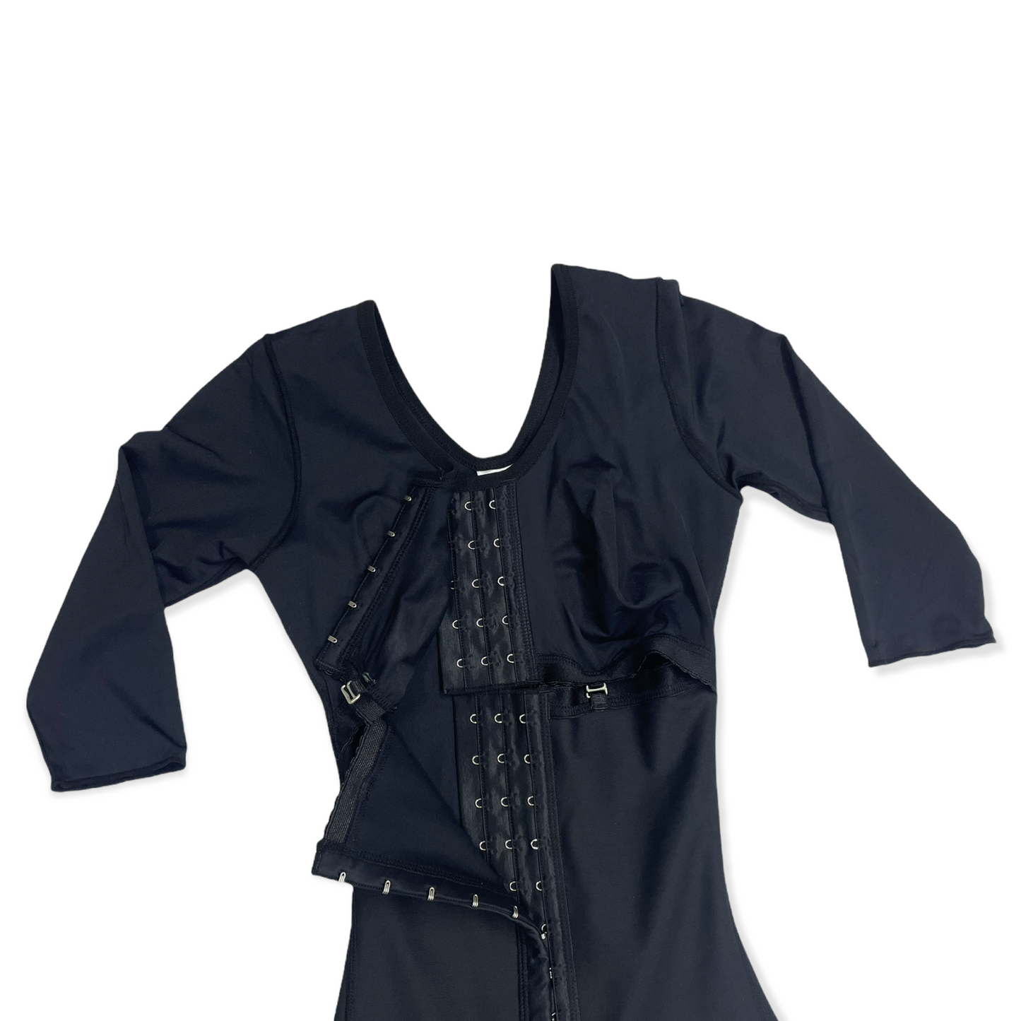 FB717 Full Body Shaping Garment with 3 Hooks, Built-in Bra & Sleeves