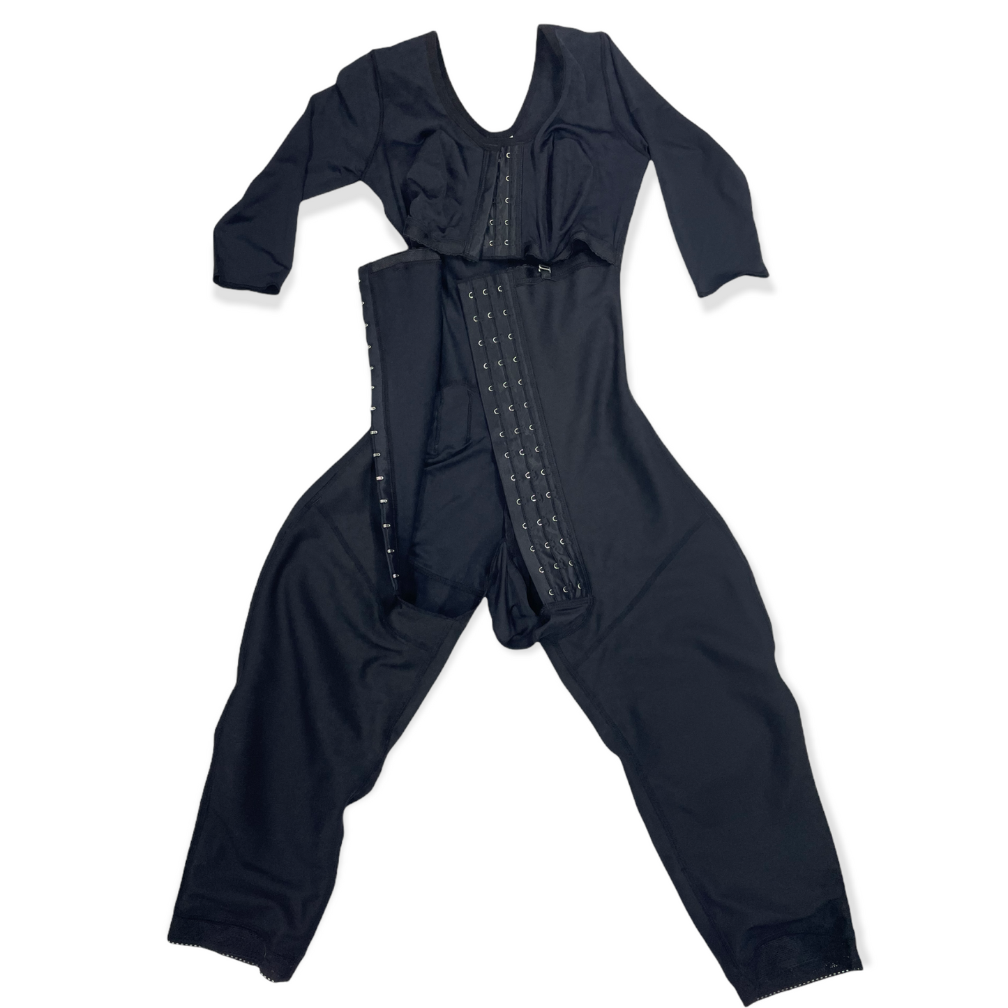 FB717 Full Body Shaping Garment with 3 Hooks, Built-in Bra & Sleeves