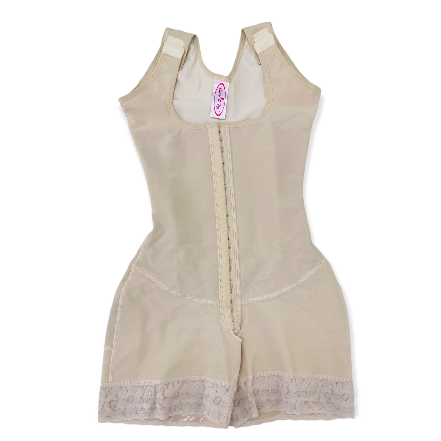 FB724-1zp Short Style High Compression Garment with Thick Straps and Triple Hook Closure - Bonita Shape