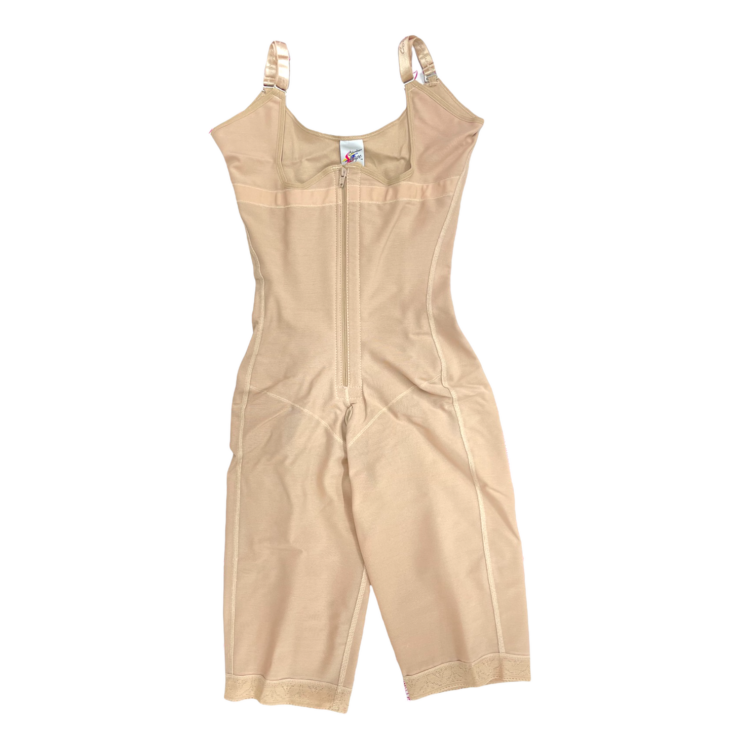 FINAL SALE CS626-cotton  FAJA LONG WITH THIN STRAP WITH FRONTAL ZIPPER - Bonita Shape