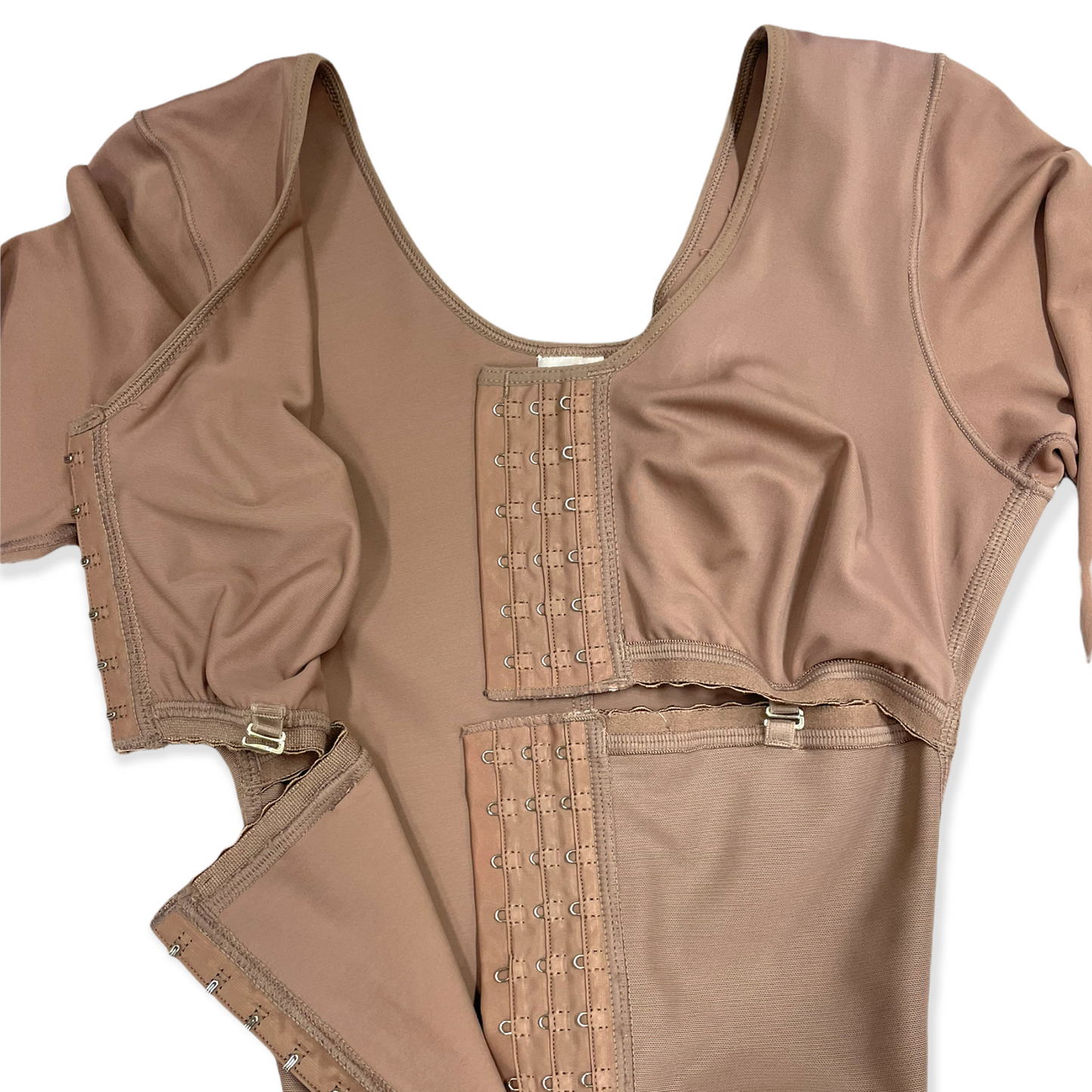 FB717 Full Body Shaping Garment with 3 Hooks, Built-in Bra & Sleeves