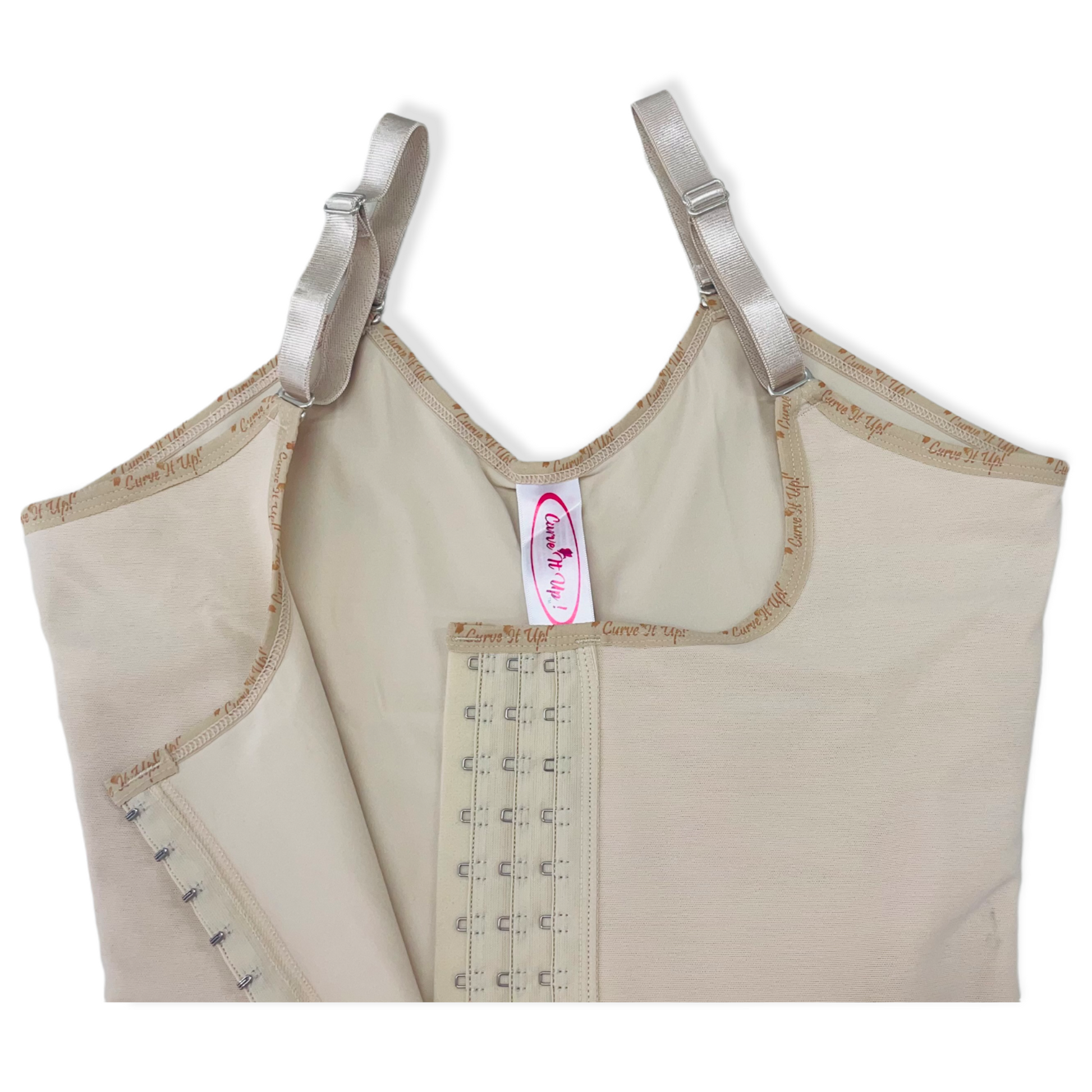 FB724-2zp Faja Short Style High Compression Garment with Thin Adjustable Straps and Triple Hook Closure - Bonita Shape